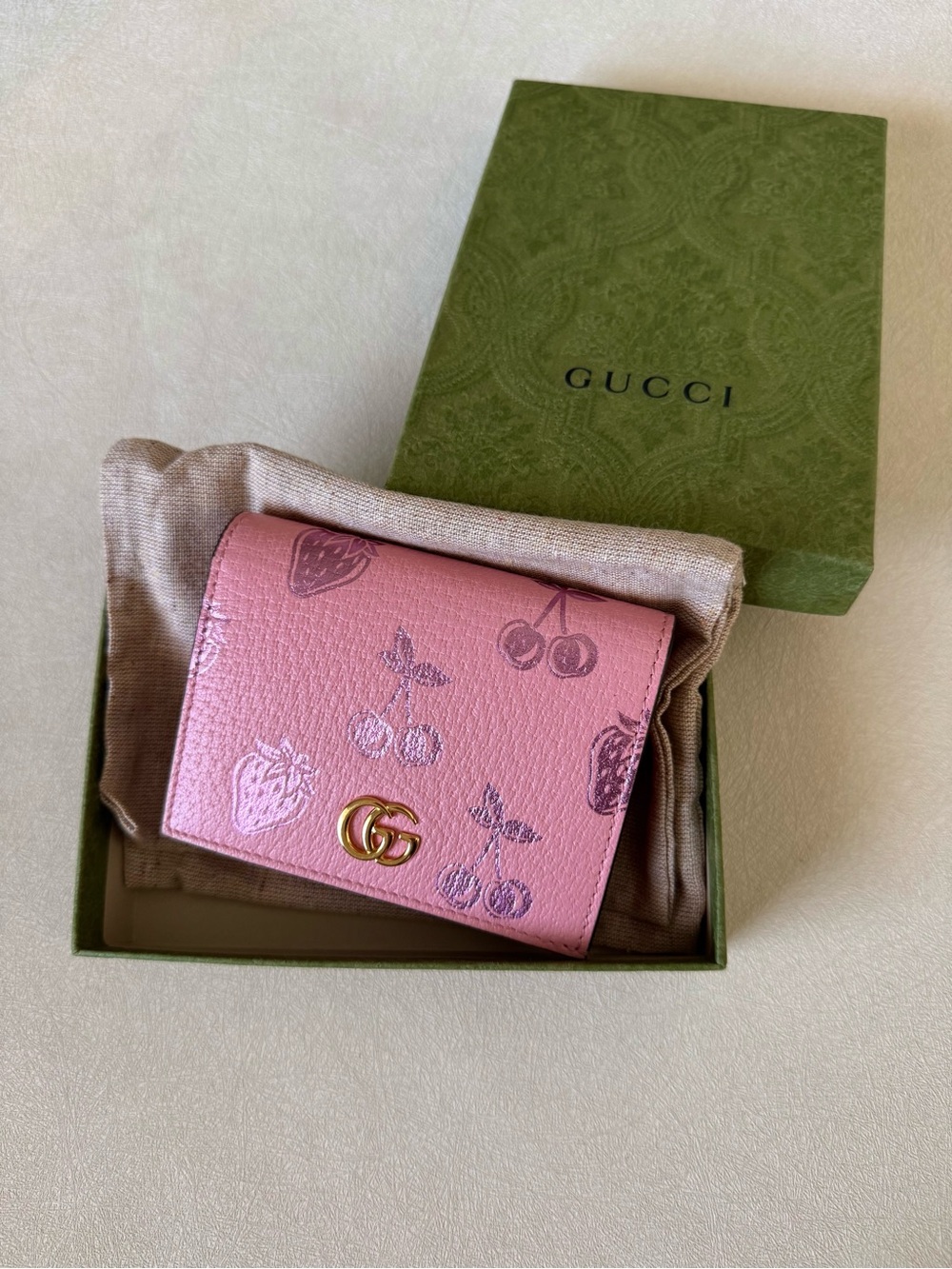 Gucci Pink GG Marmont Mini Wallet